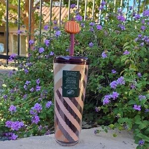 Striped Tumbler with Straw